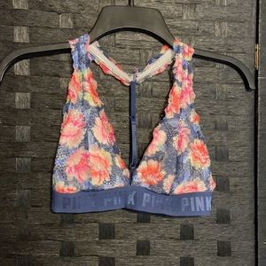 PINK Multicolor Floral Lace Halter Bandana